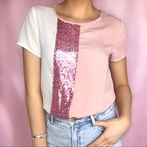 Sheer Pink Sequin Top